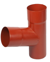 Тройник трубы, сталь, d-100 мм, красный, Aquasystem