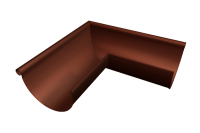 Угол полукруглого желоба 333 мм, внешний, алюминий, Орехово-коричневый, Prefa