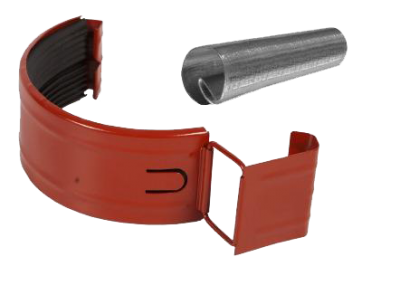Детальное фото соединитель желоба в комплекте, сталь, d-150 мм, красный, aquasystem