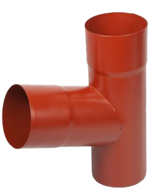 Детальное фото тройник трубы, сталь, d-100 мм, красный, aquasystem