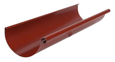 Детальное фото желоб водосточный, сталь, d-125 мм, красный, l-3 м, aquasystem